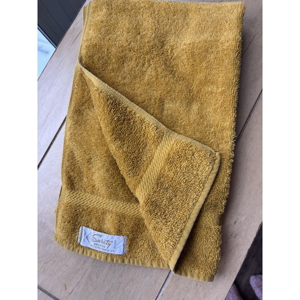Vintage Surety Retro Mustard Harvest Gold Yellow Hand Towel